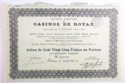 Акция Casinos de Royan, 125 франков, Франция