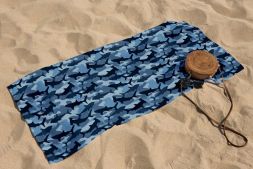 Полотенце вафельное пляжное - банное 75х150 см №49 Акула камуфляж